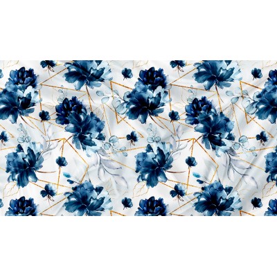 SQUISH Motif Floral Géométrique Bleu - IMPRIMÉ AU QUÉBEC À NOTRE ATELIER